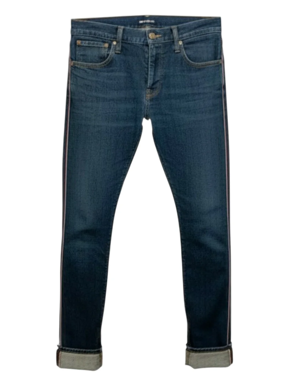 Lucky Brand 110 Selvedge Jeans 33x32 Candiani Italy Skinny Maers Way Dark EUC - Picture 1 of 8